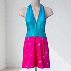 1990’s Custom Raw Silk Embroidered Halter Mini Size XS-